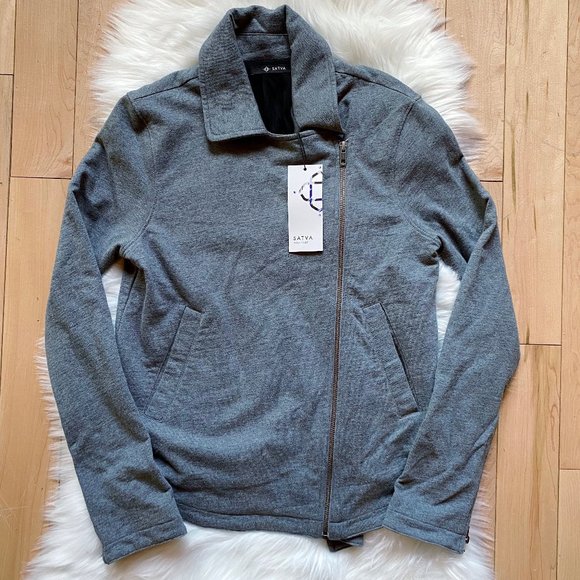 Satva NWT gray diagonal asymmetrical zip jacket - Picture 1 of 6